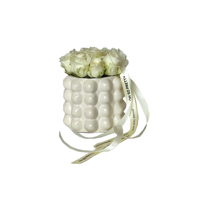 Fresh Roses in a Handmade Ceramic Vase “Oh Versailles”