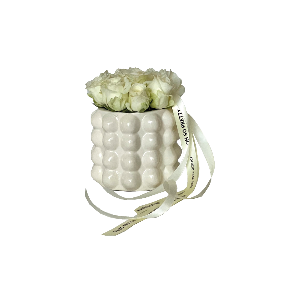 Fresh Roses in a Handmade Ceramic Vase “Oh Versailles”