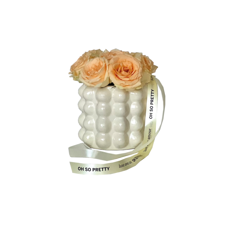 Fresh Roses in a Handmade Ceramic Vase “Noa”