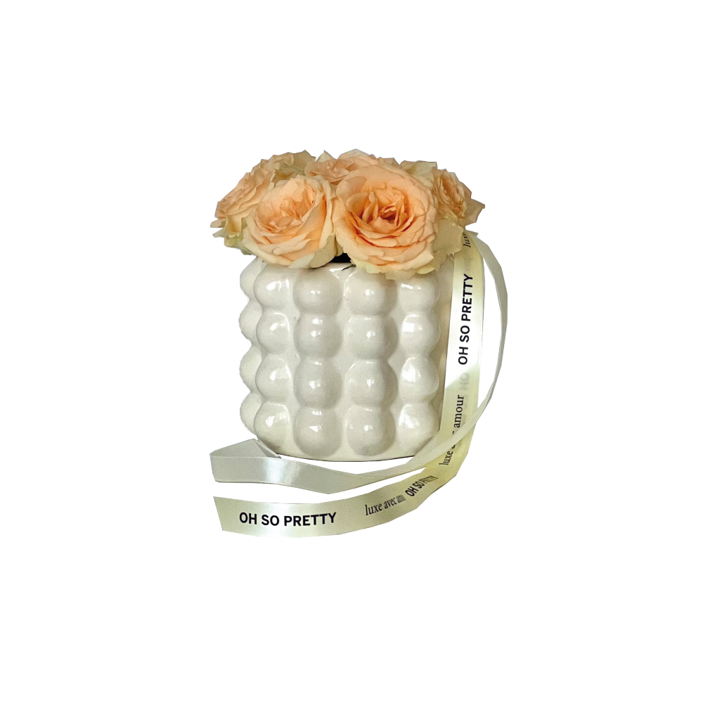 Fresh Roses in a Handmade Ceramic Vase “Noa”